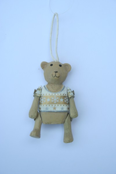 Mini Hanging Bear with Gold Band with Stars