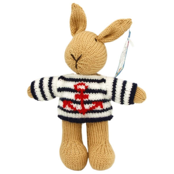 Hand Knitted Rabbit wearing an Anchor