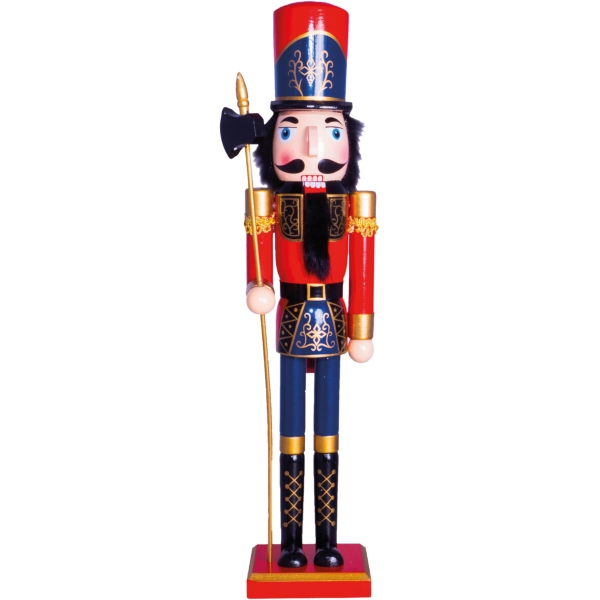 Nutcracker Christmas Decoration with Sceptre - Red, Blue and Gold, 60cm