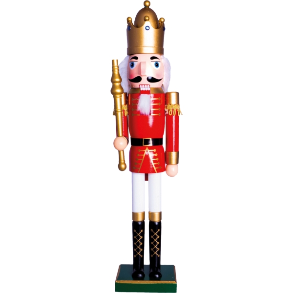 Nutcracker Christmas Decoration with Sceptre - Red and Gold, 60cm