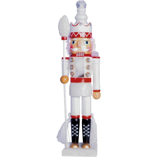 Nutcracker Christmas Decoration with Staff - Red and White, 40cm