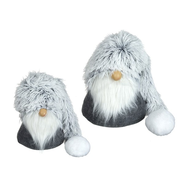 Furry Grey Standing Gnomes Set