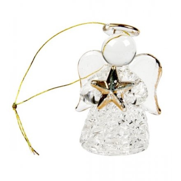 Glass Hanging Angel with Star