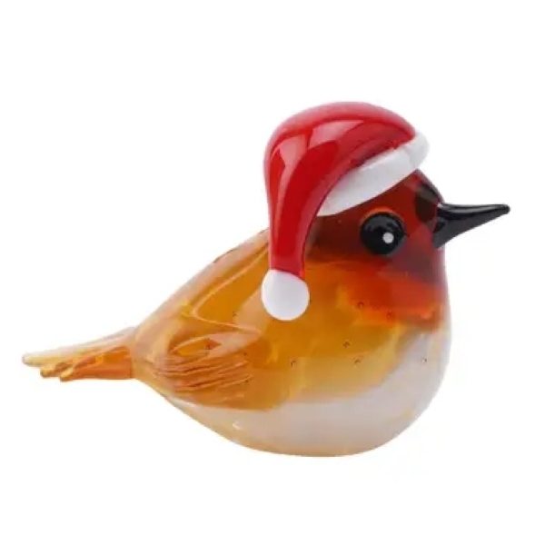 Glass Festive Robin