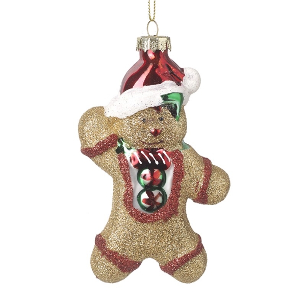 Glass Gingebread Man Xmas Tree Decoration