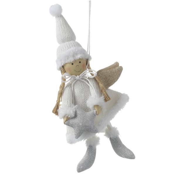 Hanging Fabric White and Silver Angel