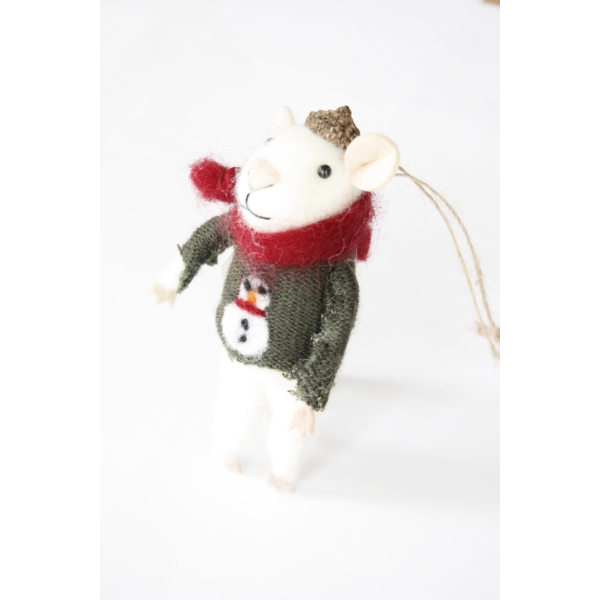 Hanging Mouse with Festive Snow Man Jumper