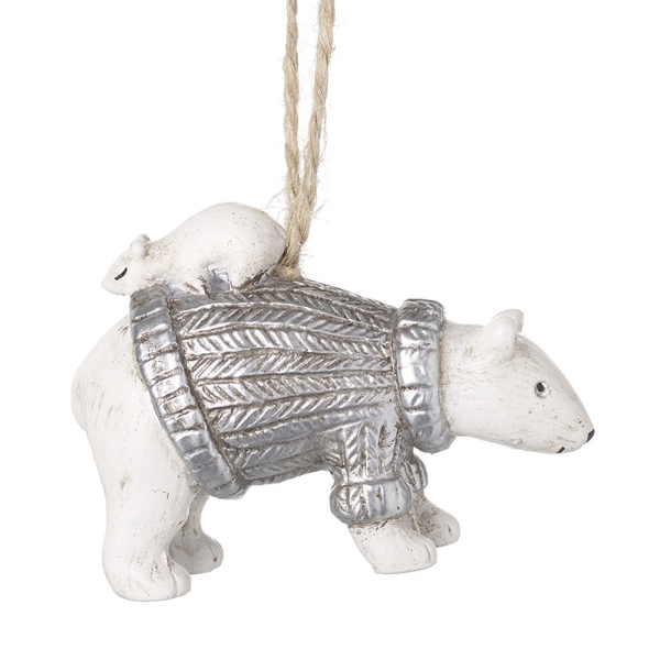 Hanging Polar Bear In Silver Jumper
