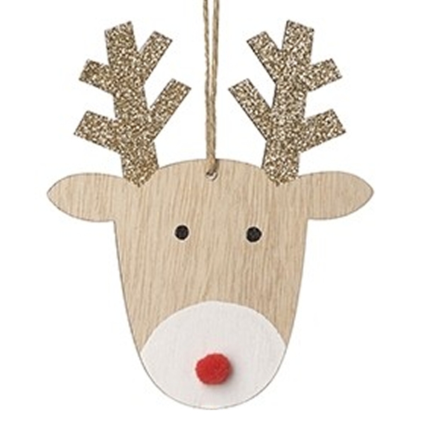 Hanging Wooden Xmas Reindeer Head