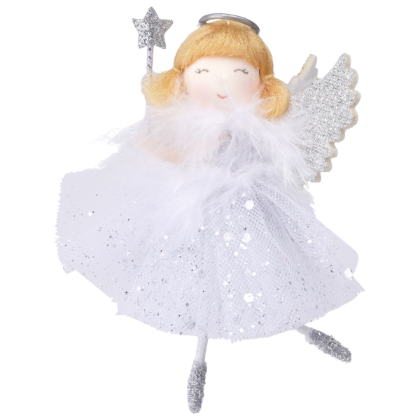 Light Haired Angel Hanging Decoration - Silver