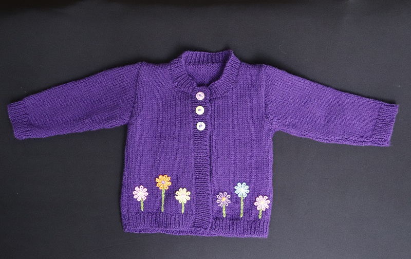 Purple Cardigan with Flowers