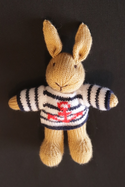 Hand Knitted Rabbit wearing a Anchor