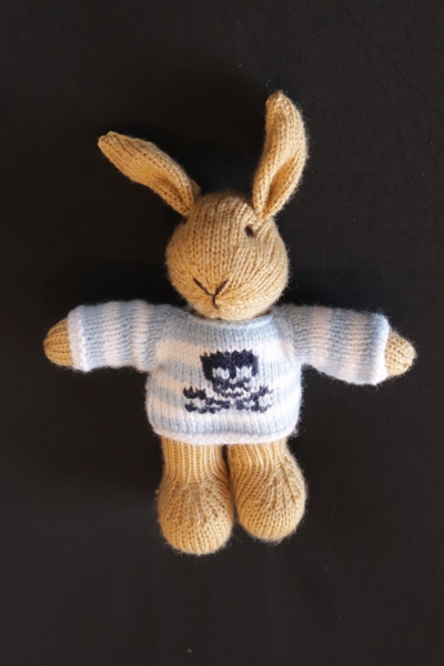 Hand Knitted Rabbit dressed with Pirate Skull