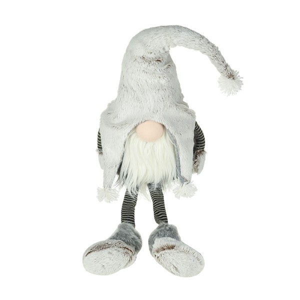 White/Grey Fabric Sitting Santa