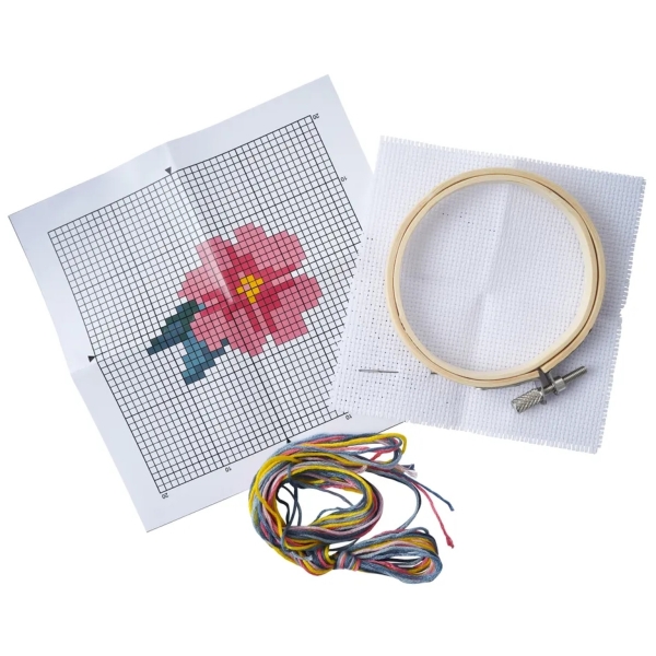The Beekeeper Pink Flower Cross Stitch