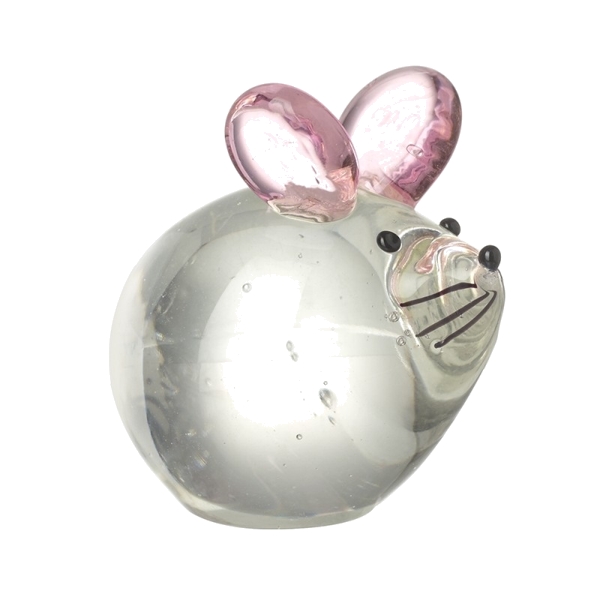 Glass Mouse with Pink Ears