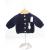 Crochet Navy Blue Cardigan, Embellished with Grey Rabbit, Wearing a White Jumper, Size 1-2 Years - view 1