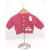 Crochet Dark Pink Cardigan, Embellished with Rainbow, With Clouds, Size 3-6 Months - view 1