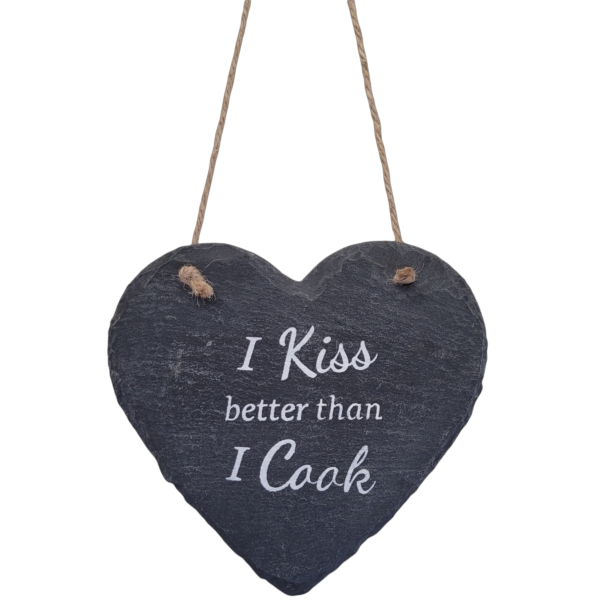 'Kiss' Slate Heart Hanger