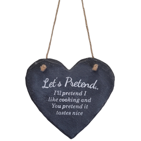 'Lets Pretend' Slate Heart Hanger