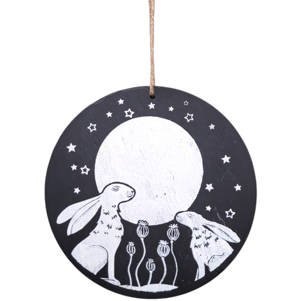 Mystic Hare and Moon Slate Hanger