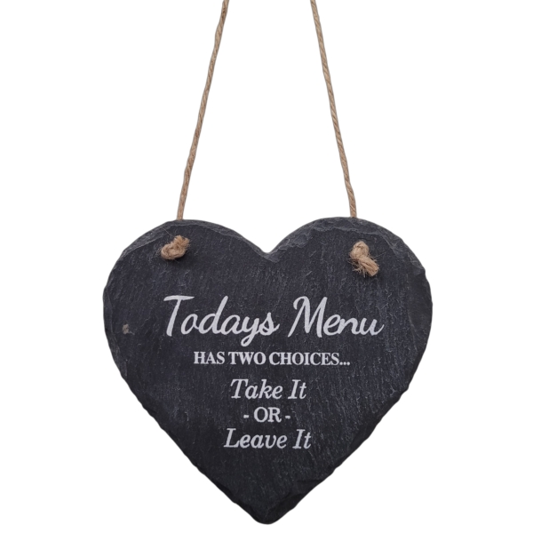 'Todays Menu' Slate Heart Hanger